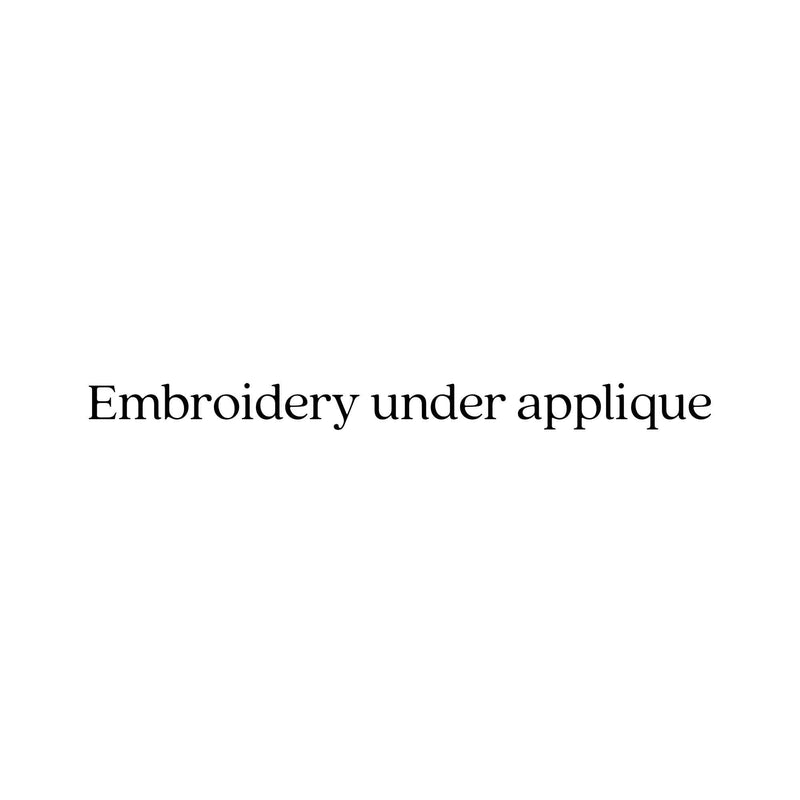 Embroidery under appliqué (e.g. Est. 2024)