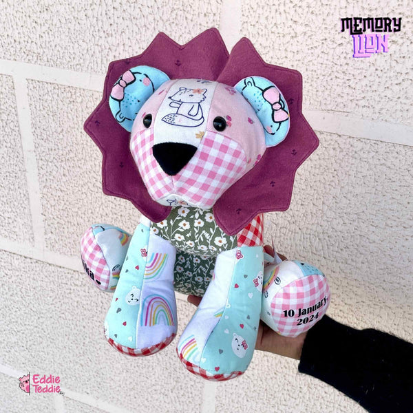 Handmade Keepsake Lion & Lioness - A personalised toy made from your child's cherished clothing